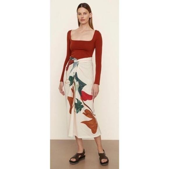 Vince Abstract Painted Draped Knot Skirt Size Large - Picture 1 of 2